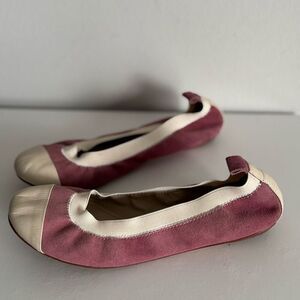 Noemie Balletcore Pink Suede Leather Flats